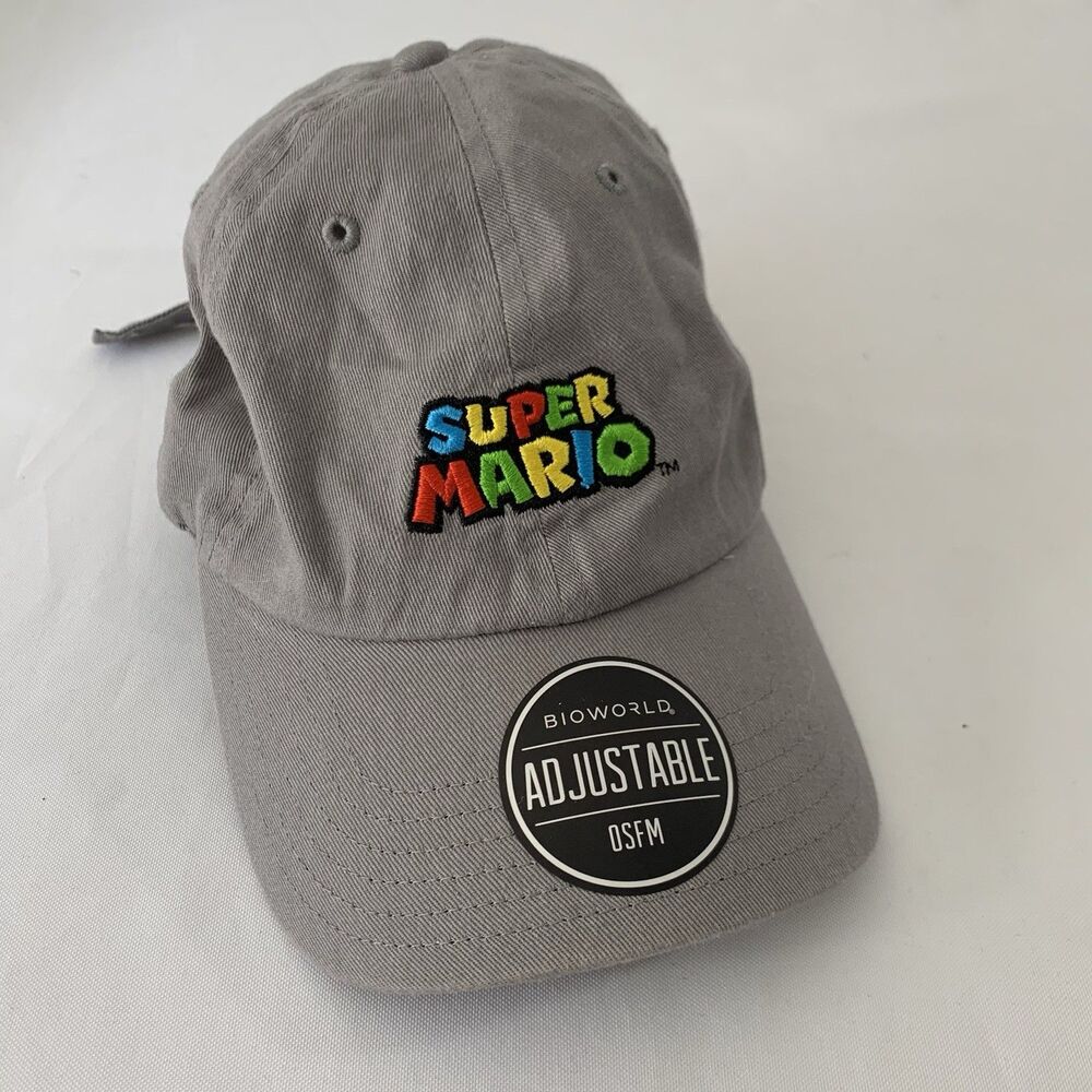 NWOT Super Mario Nintendo Gray Bioworld‎ Strapback Hat Cap Adult One Size Gamer